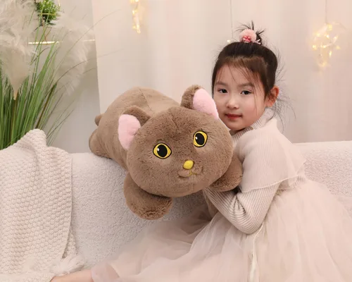 Vista 3 de YESGIRL Animales de peluche con peso de gato de 26.4 pulgadas, 5 libras, animal de peluche grande con peso, linda almohada de juguete de peluche