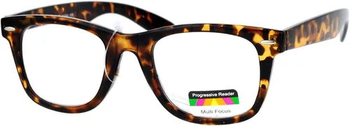 Vista 5 de Lentes de lectura progresivos de enfoque múltiple 3 poderes en 1 lector de borde cuadrado de cuerno