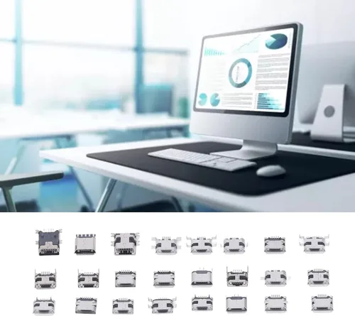 Vista 3 de 240pcs Micro USB Conector Set Sola Fila USB Puerto Hembra Socket Conectores