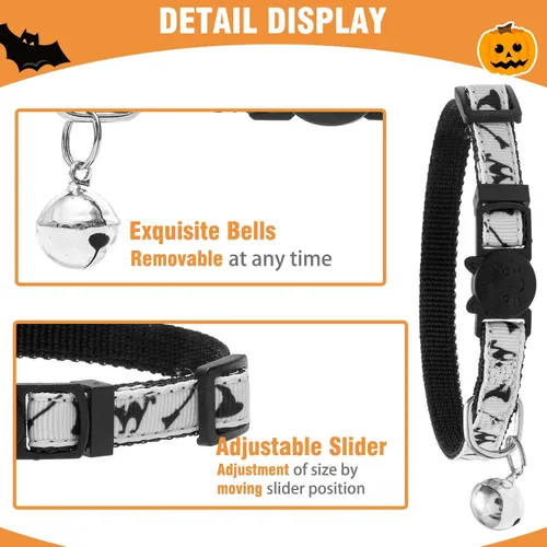 Vista 4 de PUPTECK Collar de gato con campanas, collar de gatito ajustable para niñas y niños pequeños, cachorro, conejito, bonito accesorio de disfraz