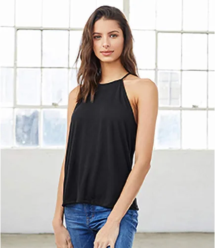 Vista 4 de Bella Canvas Camiseta sin mangas con cuello alto y vuelo para mujer
