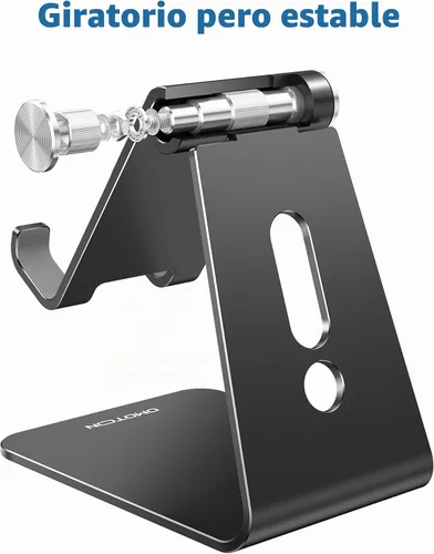 Vista 7 de OMOTON C2 Soporte de aluminio ajustable para teléfono celular con corte de carga, negro