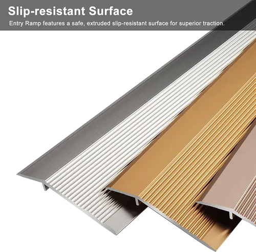 Vista 5 de Doorway Uneven Floor Transition Strip, 4 Inch Wide Floor Transition Strip,Black Aluminum Threshold Reducer Flute,with Non-Slip Surface,Indoor Carpet