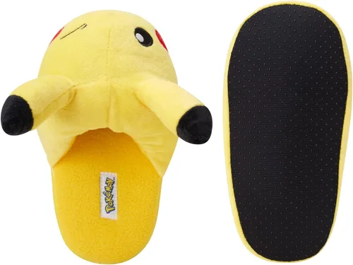 Vista 5 de Pokemon Pantuflas para niños Pantuflas peludas de felpa Pikachu y Pokeball (niño pequeñogrande)