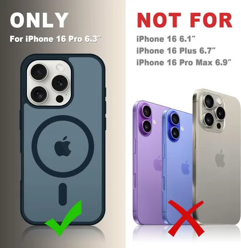 Vista 1214 de Funda para Google Pixel 10 Pro XL, cubierta magnética mate, color negro Fit for MagSafe, Screen Protector included, Shockproof Military Grade