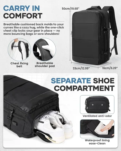 Vista 7 de BOXSAM Mochila de viaje al vacío con bomba para mujer, artículos personales, mochilas de transporte, a10-, Estándar, Viajes