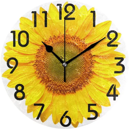 Vista 23 de Spring Hummingbird - Reloj de pared redondo con estampado de flores, 9.5 pulgadas, funciona con pilas, reloj de escritorio analógico silencioso