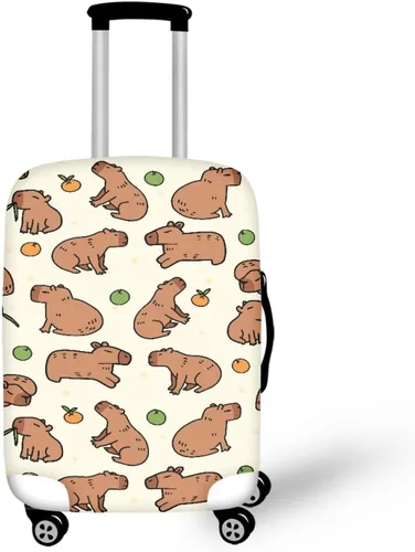 Vista 42 de COEQINE Funda para equipaje de viaje, protector de maleta, funda de equipaje lavable, tamaño S-XL (18-32 pulgadas), Blue Capy Bara Swim, L