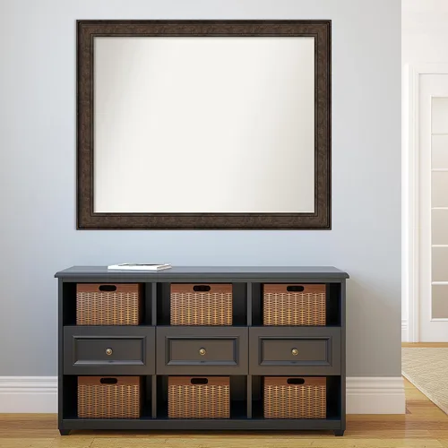 Vista 631 de Amanti Art Espejo de pared personalizado no biselado (25 x 25 pulgadas), marco de bronce acentuado, varios tamaños personalizados, espejo de baño
