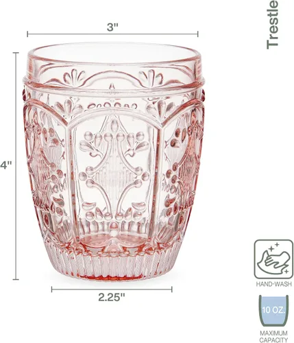 Vista 3 de Fitz & Floyd Fitz and Floyd - Juego de 4 rocas de caballete doble estilo antiguo, color rubor Rosa (Blush)