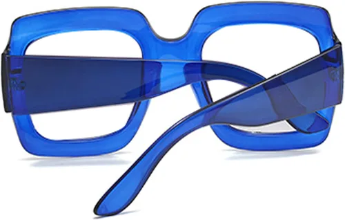 Vista 5 de Lentes de lectura para mujer, marco elegante, diseño cuadrado de gran tamaño, lentes de lectura para mujer Azul