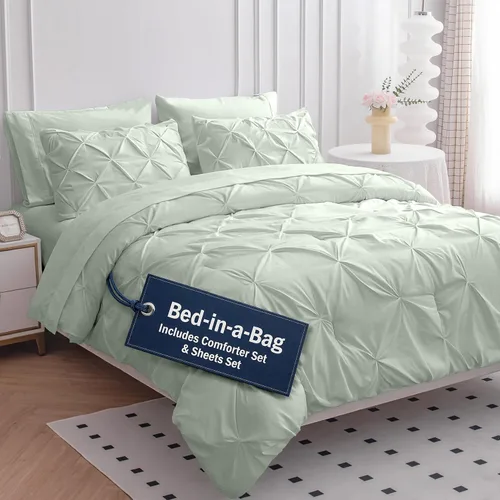 Vista 26 de LANE LINEN Juego de edredón individual de 5 piezas - Ropa de cama con diseño clásico de puntada pintuck - con 1 edredón, 1 funda de almohada, 1