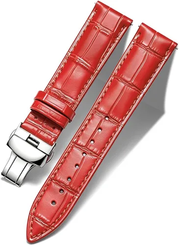 Vista 24 de BINLUN Leather Watch Strap, Quick Release Genuine Leather Replacement Watch Band with Butterfly Deployment Buckle for Men and Women, 12mm-24mm Blanco