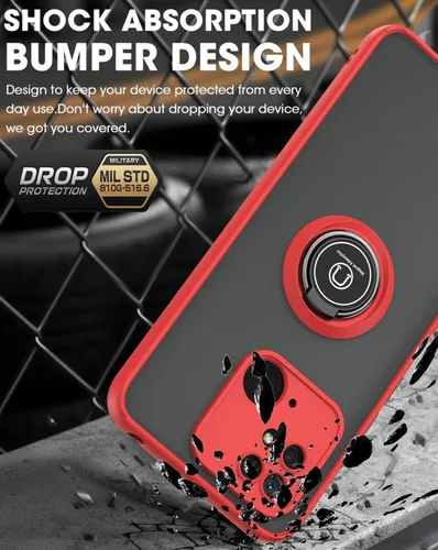 Vista 6 de QUIETIP Funda compatible con Xiaomi Redmi 10C/Poco C40, TPU + PC duro a prueba de golpes, anillo magnético para soporte de coche con protector