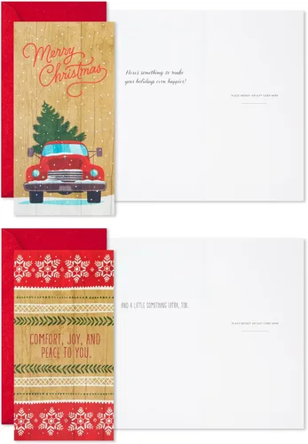 Vista 4 de Hallmark - Surtido de tarjeteros para tarjetas de regalo de Navidad o portamonedas, rústico (36 tarjetas con sobres)
