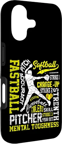Vista 3 de Distressed Look Softball Pitcher Best Traits for Teen Girls Case for iPhone 17