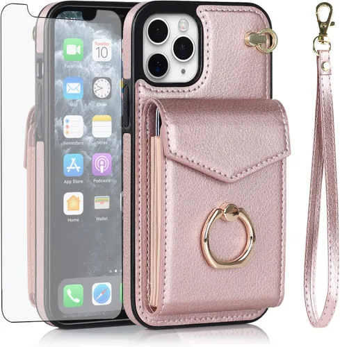 Vista 7 de Asuwish Funda de teléfono para iPhone 11 Pro Max 6.5 con protector de pantalla de vidrio templado y anillo de bloqueo RFID, soporte para tarjetas