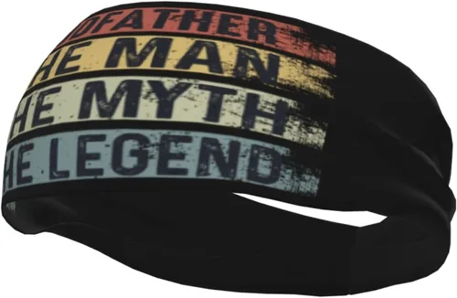 Vista 3 de Godfather The Man The Myth The Legend- Headband for Men Women Sports Sweatband for Fitness Exercise Moisture Wicking Running Yoga Hairbands
