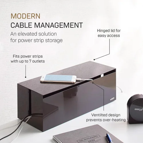Vista 3 de YAMAZAKI Home Cable Box-Outlet Cable Organizador de almacenamiento, protector de cubierta
