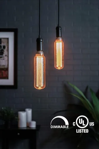 Vista 3 de Next Glow Bombilla LED decorativa E26 de base media, pilar interior acrílico de filamento virtual de 8 W, 2000 K, no regulable, brillo estilo ámbar