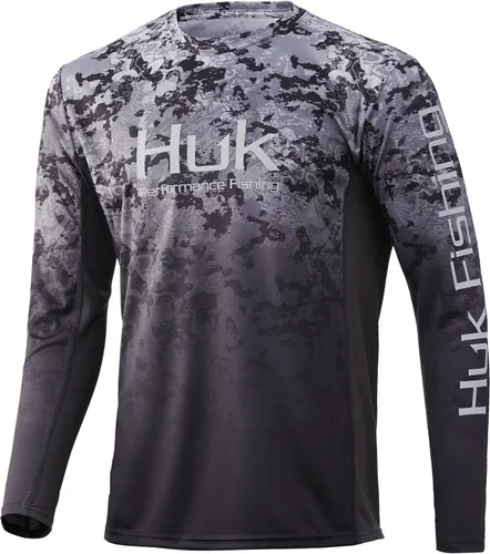 Vista 39 de HUK Camisa de manga larga Icon X para hombre, camisa de pesca de alto rendimiento Azul celeste