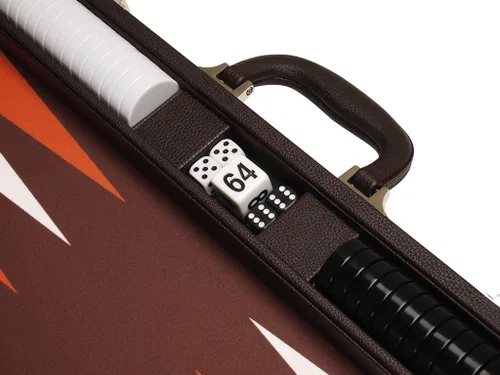 Vista 7 de Juego de Backgammon Premium de 19 pulgadas - Tablero marrón oscuro