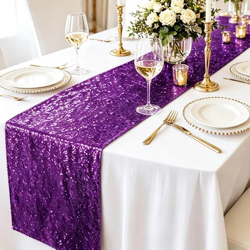 Vista 18 de ShinyBeauty - Camino de mesa rectangular con lentejuelas negras, de 12 x 72 pulgadas, para bodas, fiestas, decoración (12x72 pulgadas) (Negro)