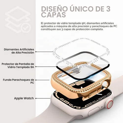 Vista 4 de Tensea - Funda protectora de pantalla para Apple Watch SE 3/SE 2/SE/6/5/4 de 1.732 in