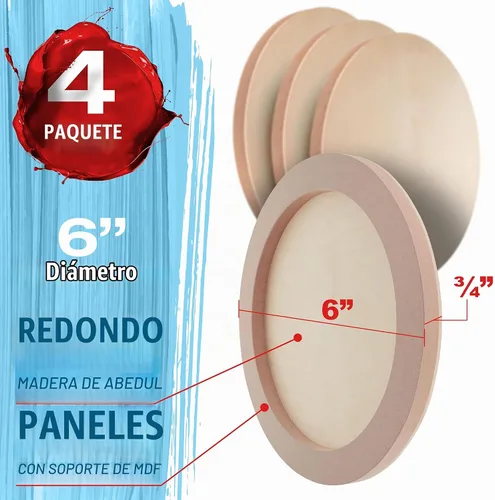 Vista 2 de U.S. Art Supply Paneles de madera acunados redondos sin terminar de 6