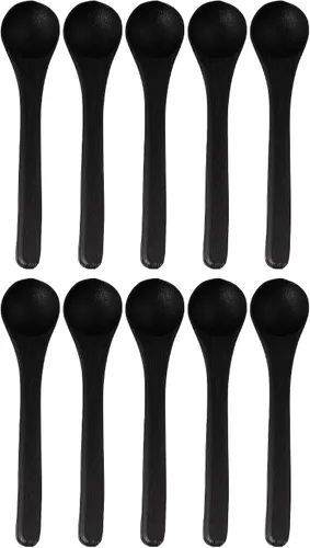 Vista 14 de BambooMN Cucharas de bambú para servir, mini cuchara de azúcar con sal, pequeñas cucharas de madera para especias, ovalada negra de 3.5 pulgadas, 10
