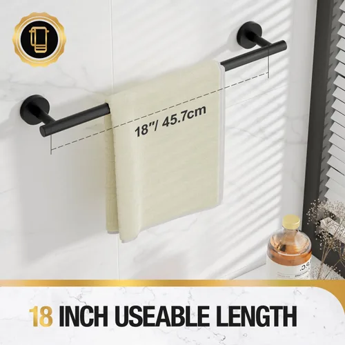 Vista 4 de HITSLAM Toallero negro mate de 19.8 pulgadas para baño, toallero de baño de acero inoxidable SUS304 montado en la pared, moderno soporte de toalla