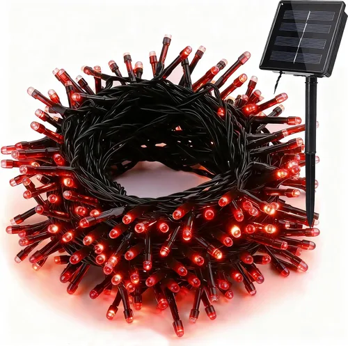 Vista 14 de Luces solares de Navidad para exteriores, tira de luces de 33 pies con 100 luces LED con 8 modos, luces de hadas impermeables para Navidad