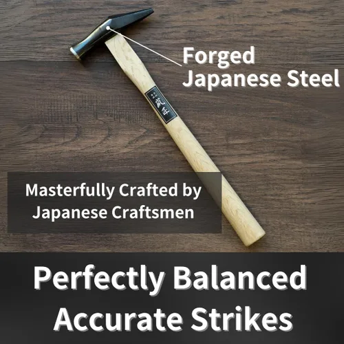 Vista 3 de SAKIKIRI - Martillo de carpintero japonés con juego de clavos de 0.996 pulgadas, martillo de carpintería resistente con mango de madera