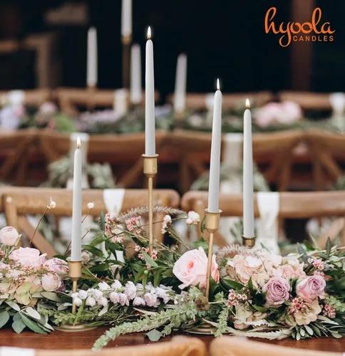 Vista 5 de Hyoola - Velas cónicas altas de 10 pulgadas, sin goteo, sin aroma, cera de parafina con mechas de algodón, 8 horas de combustión, color blanco