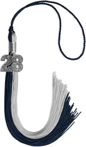 Vista 87 de Endea Graduation Borla de doble color con dije de plata brillante (negro/oro antiguo, 2025)