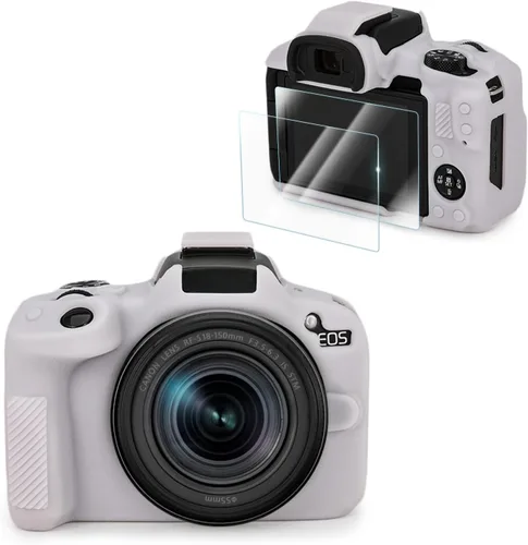 Vista 12 de VOVMOEYA Compatible con Canon EOS R50 - Kit de accesorios para funda de cámara [con 2 películas LCD templadas], funda protectora de cámara