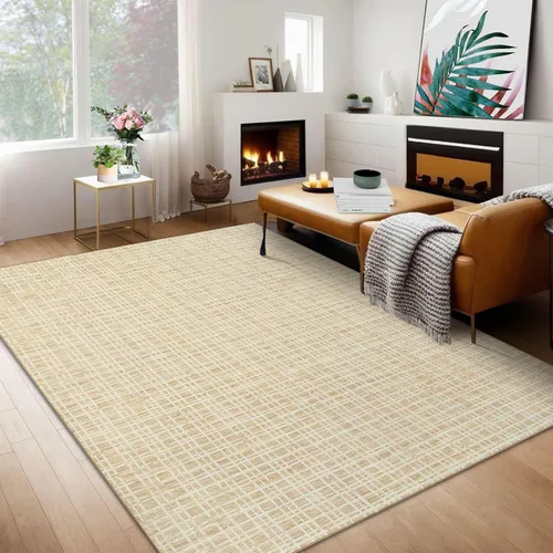 Vista 11 de Zacoo Alfombra de área – 9 x 12 pies gris a cuadros para sala de estar, moderna, lavable, antideslizante, resistente a las manchas, alfombra de casa
