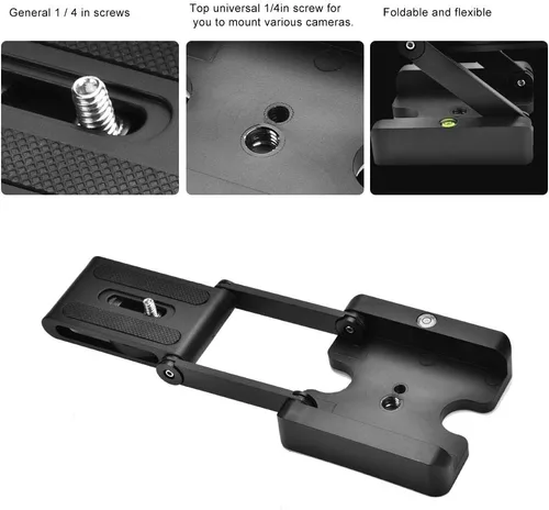 Vista 5 de Acouto Placa plegable Z Flex Tilt Head Z-Type Tilt Flexible Plegable Tr Head 1/4 "Tornillo de montaje Tr Placa de liberación rápida apta para DSLR