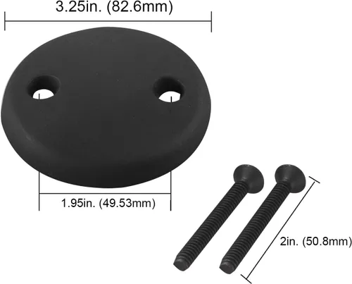 Vista 3 de Placa de Desborde de Desagüe de Bañera de Doble Orificio con Dos Tornillos a Juego, Fácil de Instalar, Negro Mate