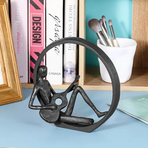 Vista 4 de Estatua de decoración musical, figura de guitarra, escultura de músico, decoración del hogar para estantes, regalo para músicos