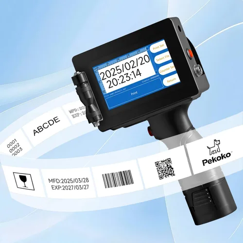 Vista 2 de PEKOKO LB100S Impresora de inyección de tinta térmica TIJ portátil inteligente de mano de 0.500 in en línea QR Bar Lote Número de fecha Máquina