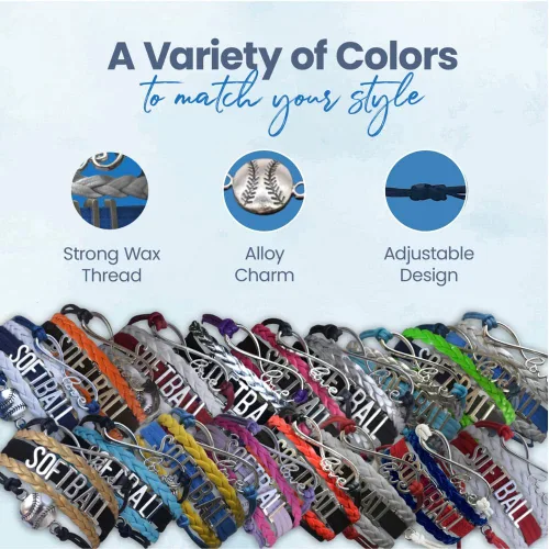 Vista 7 de Pulsera de infinito Joyería ajustable de sóftbol para jugadores, equipos y entrenadores regalos
