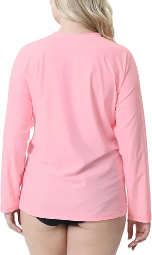 Vista 6 de Halcurt Camiseta de natación de manga larga para mujer, talla grande, ajuste holgado, con protección solar UPF 50+
