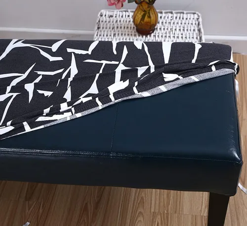 Vista 3 de HAPPYDOG Funda de banco de comedor con estampado de elastano elástico, funda tapizada extraíble antipolvo, lavable, protector de asiento para sala