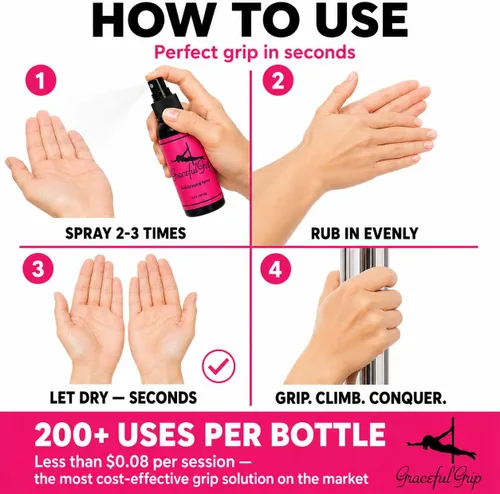 Vista 4 de Spray de agarre para poste: agarre de mano a base de colofonia para baile de poste, solución de agarre de poste para manos secas para entrenamiento