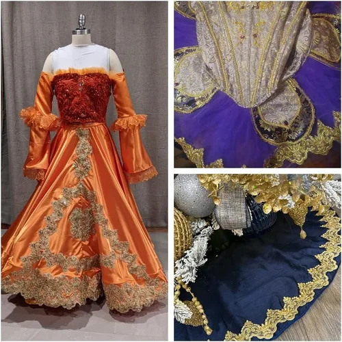 Vista 7 de IDONGCAI Cinta metálica de lentejuelas 3D con ribete de encaje dorado vintage para alteraciones de vestidos de novia, manualidades de cabaña