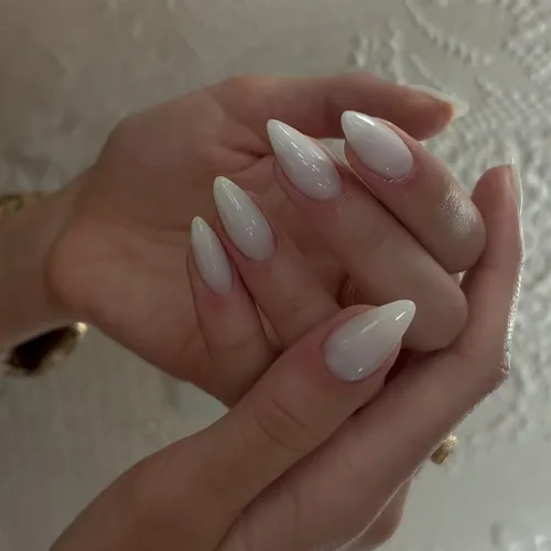 Vista 15 de Uñas postizas a presión color rosa bebé con forma de almendra, 48 piezas, uñas postizas gruesas neutras para mujeres, uñas de almendra medianas a