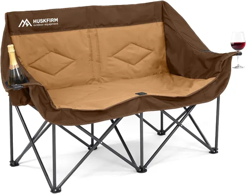 Vista 9 de Sillas de campamento dobles de gran tamaño, silla de campamento para 2 personas, silla plegable portátil para adultos exteriores, sofá de campamento