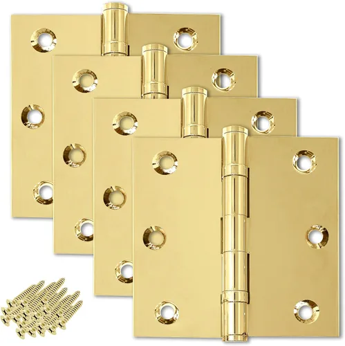 Vista 9 de Solid Brass Door Hinge Heavy Duty Ball Bearing 3.5 x 3.5 Inch - Set of 2 Hinges (Antique Brass)