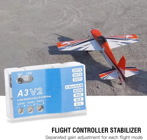 Vista 7 de Controlador de vuelo Estabilizador F50A 3-Axle Gyro A3 V2 Controlador de vuelo Sistema estabilizador para RC Avión de ala fija
